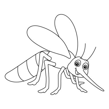 Çocuklar İçin Sivrisinek Boyama Sayfası İzole Edildi