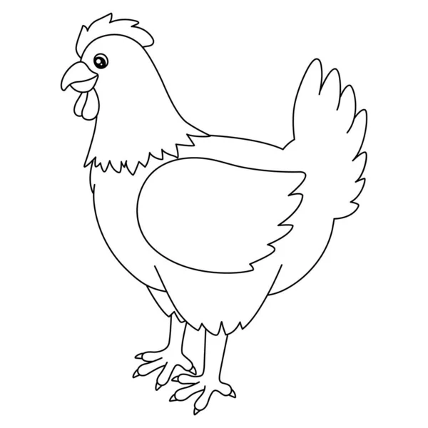 Chicken Coloring Page Isolated for Kids — стоковый вектор