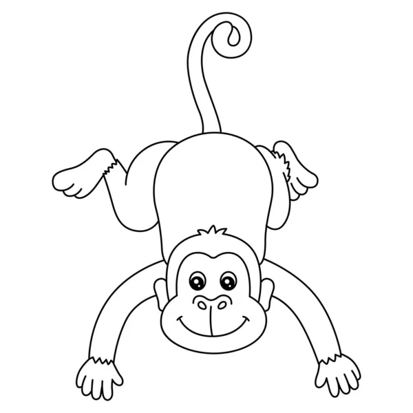 Monkey Coloring Page Isolated for Kids — Stock Vector