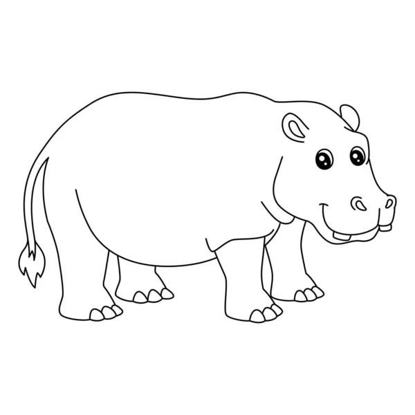 Hippopotamus Kleurplaat Geïsoleerd voor kinderen — Stockvector