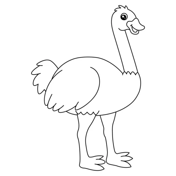 Ostrich Coloring Page Isolated for Kids — стоковый вектор