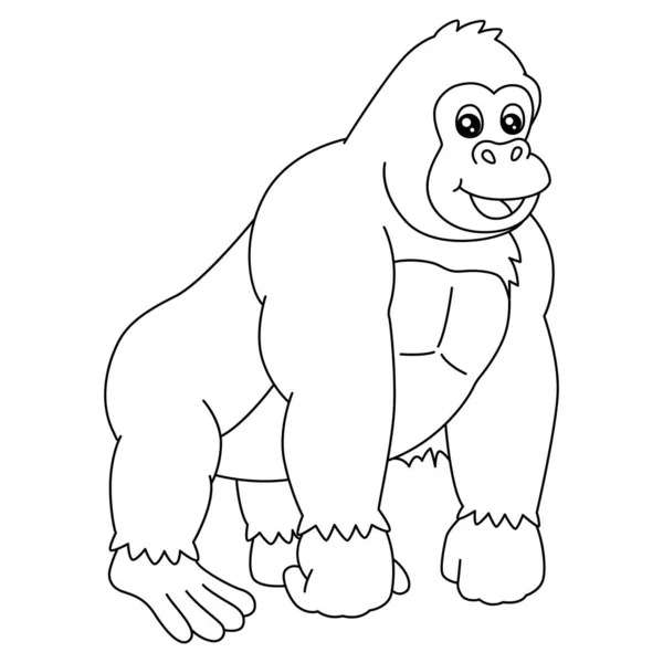 Gorilla Coloring Page Isolated for Kids — стоковый вектор