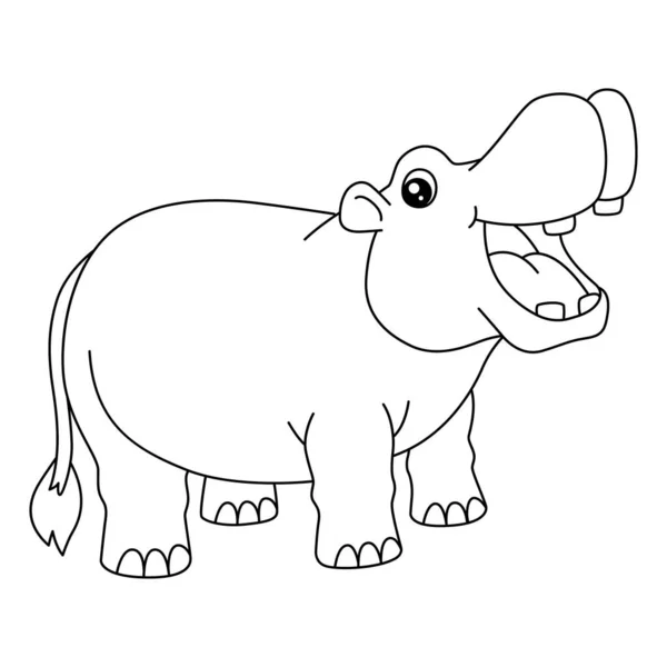 Hippopotamus Coloring Page Απομονωμένη για Παιδιά — Διανυσματικό Αρχείο