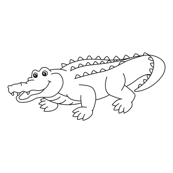 Crocodile Coloring Page Isolated for Kids — Stockvektor