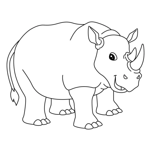 Rhinoceros Coloring Page Isolated for Kids — Stock Vector