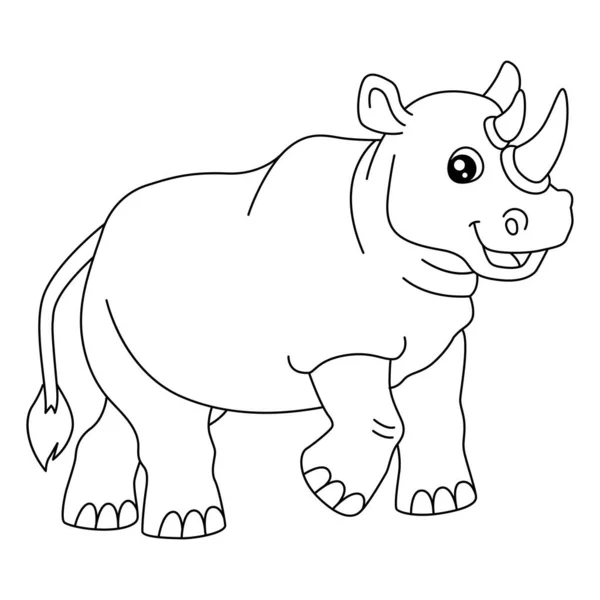 Rhinoceros Coloring Page Isolated for Kids — стоковый вектор