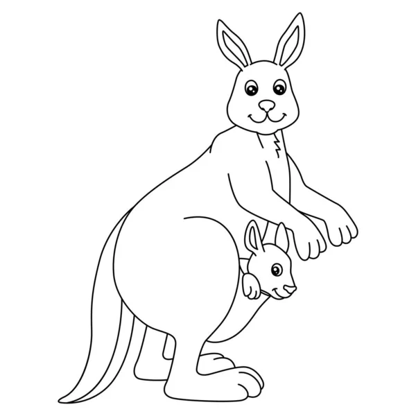 Página para colorear de canguro aislado para niños — Vector de stock