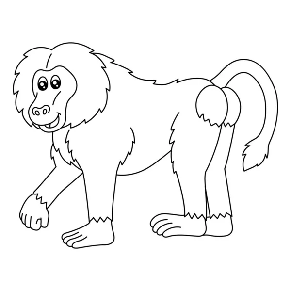 Baboon Coloring Page Isolated for Kids — стоковый вектор