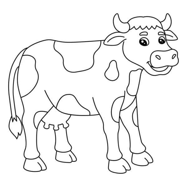 Cow Coloring Page Isolated for Kids — Vetor de Stock