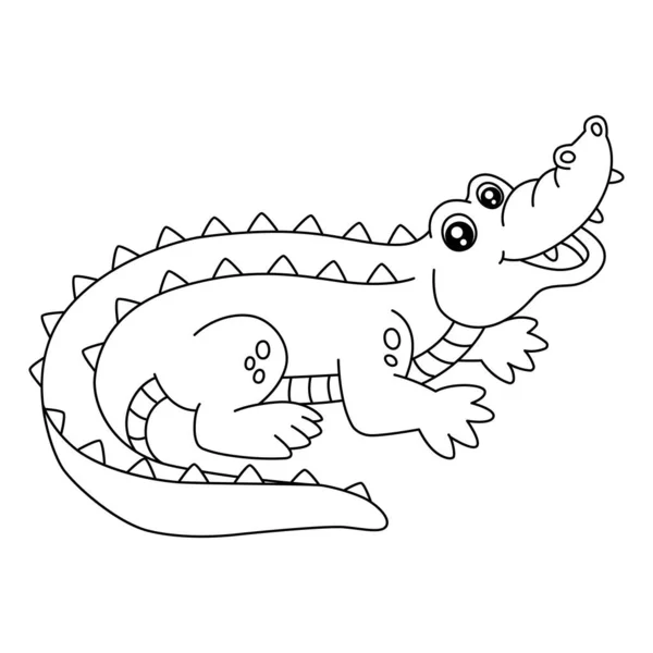 Crocodile Coloring Page Isolated for Kids — Wektor stockowy