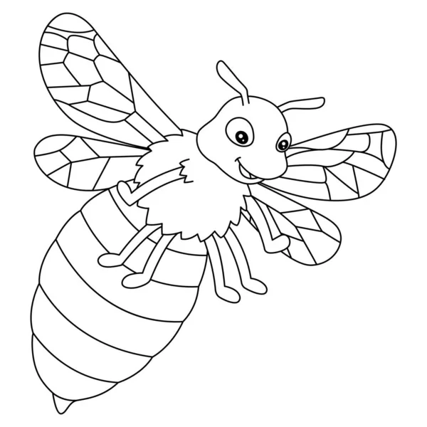 Bee Coloring Page Isolated for Kids — стоковый вектор