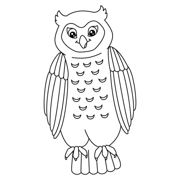 Owl Coloring Page Isolated for Kids — стоковый вектор