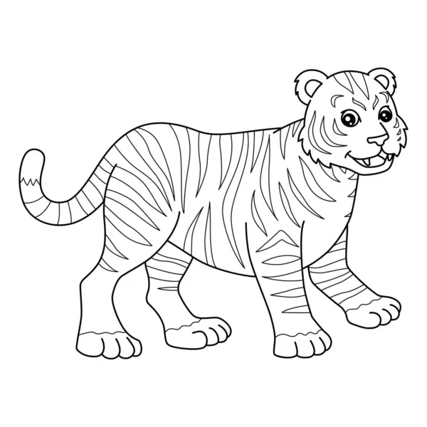 Tiger Coloring Page Isolated for Kids — Stockvektor