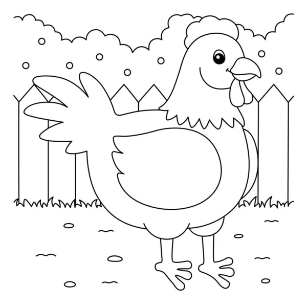 Chicken Coloring Page for Kids — Stock Vector