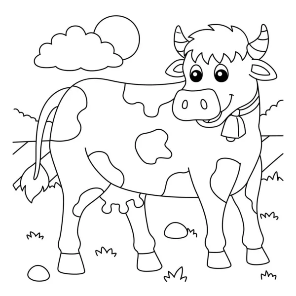 Χρωστική σελίδα αγελάδας για παιδιά — Διανυσματικό Αρχείο