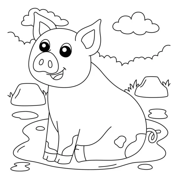 Coloriage Cochon pour enfants — Image vectorielle