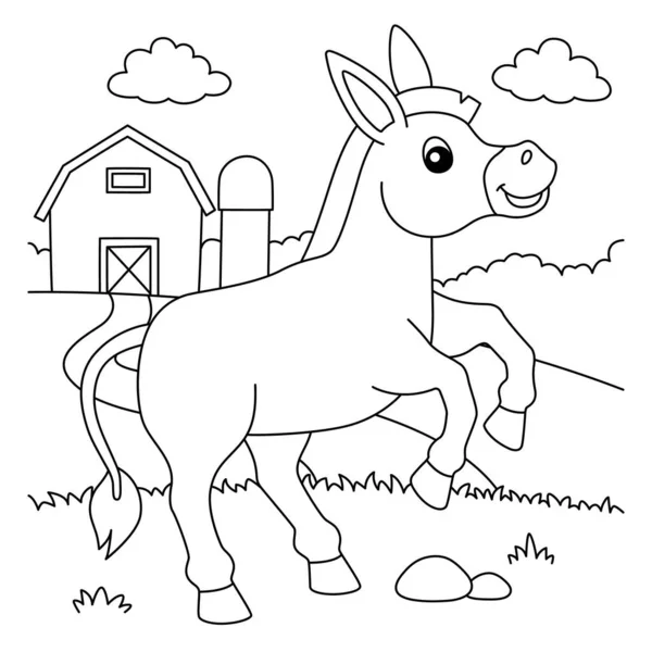Página para colorear burro para niños — Vector de stock