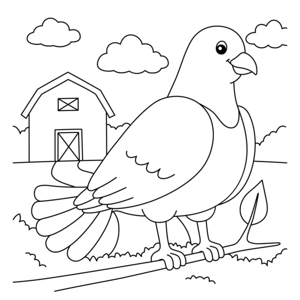 Pigeon Coloring Page for Kids — Stock vektor