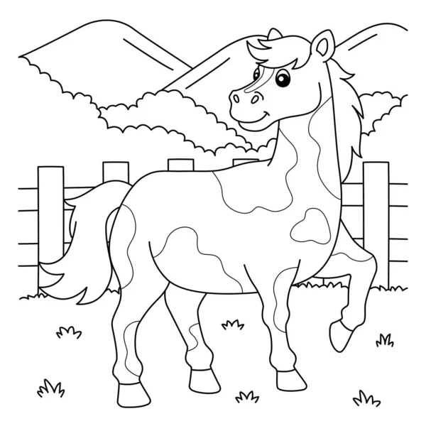 Página para colorear caballo para niños — Vector de stock