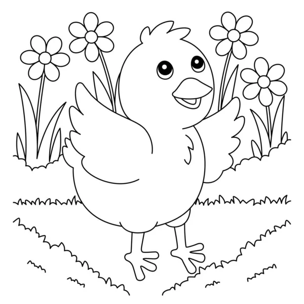 Chick Coloring Page for Kids — стоковый вектор