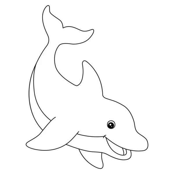 Dolphin Coloring Page Isolated for Kids — стоковый вектор