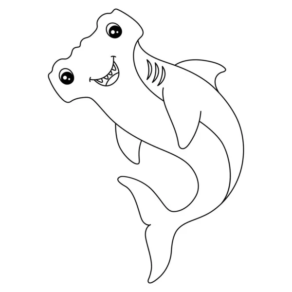 Hammerhead Shark Coloring Page Isolated for Kids — Stock Vector