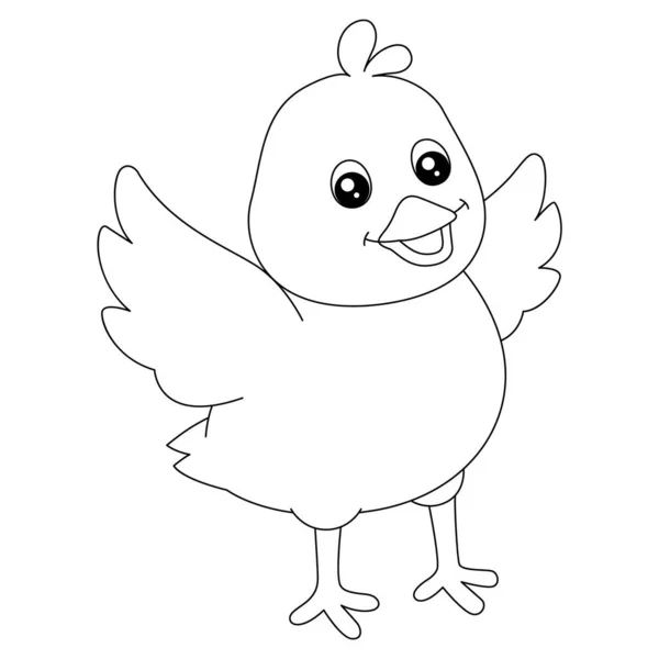 Chick Flying Coloring Page Isolated for Kids — стоковый вектор