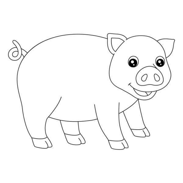 Coloriage Cochon Isolé pour les enfants — Image vectorielle