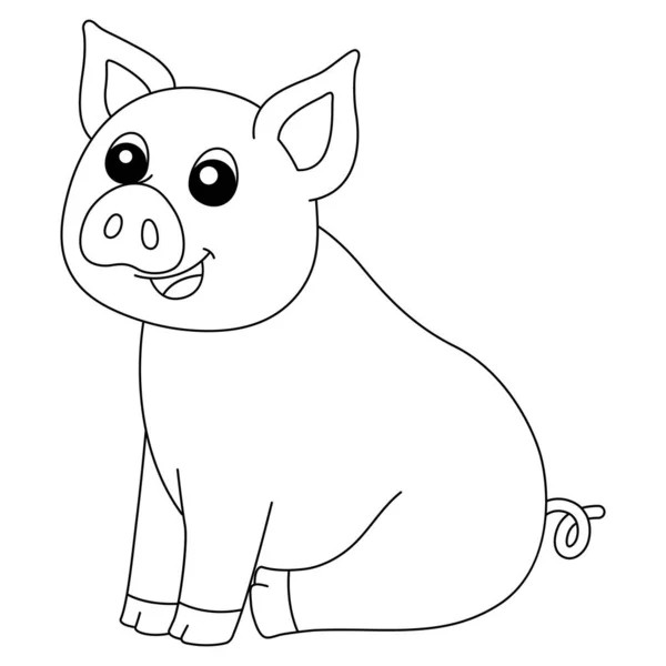 Pig Coloring Page Isolated for Kids — 图库矢量图片
