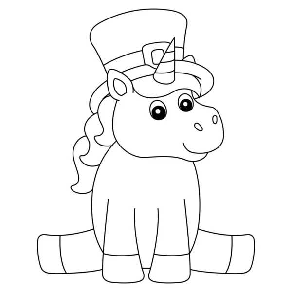 Página para colorear del unicornio del día de San Patricio para los niños — Vector de stock