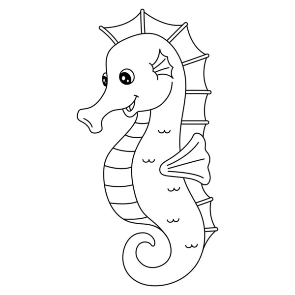 Seahorse Coloring Page Isolated for Kids — Vetor de Stock