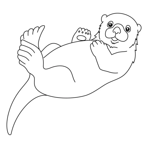 Sea otter Coloring Page Isolated for Kids —  Vetores de Stock
