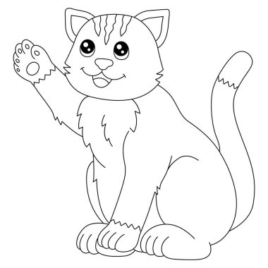 Çocuklar için Kedi Boyama Sayfası İzole Edildi