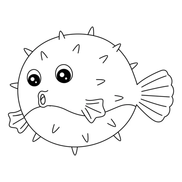 Pufferfish Coloring Page Isolated for Kids — Stock vektor