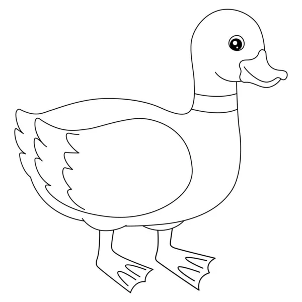 Duck Coloring Page Isolated for Kids — стоковый вектор
