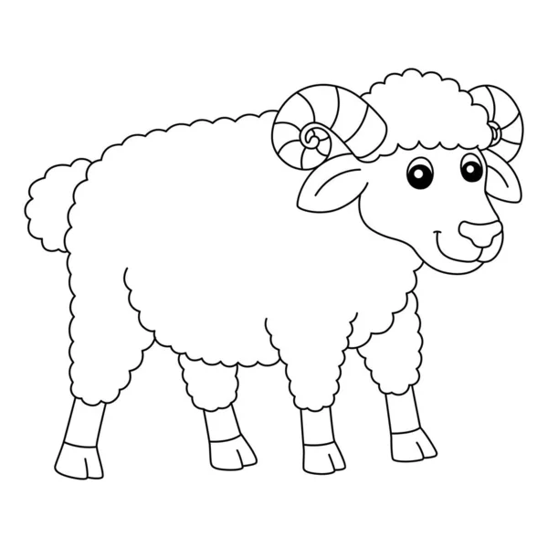 Sheep Coloring Page Isolated for Kids — Stock vektor