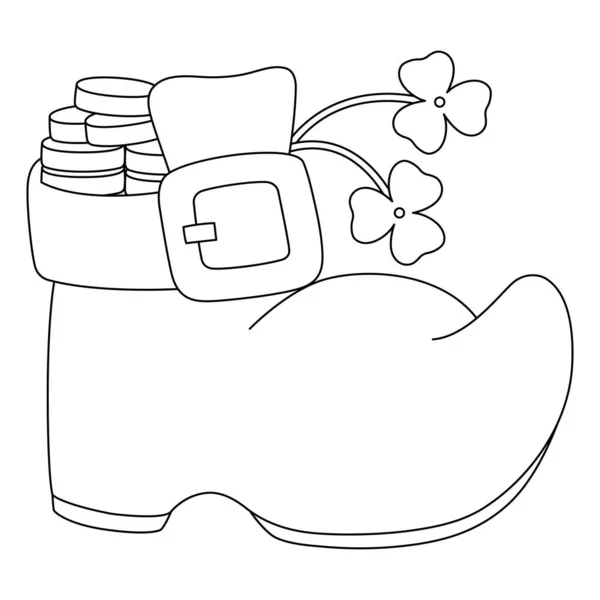 St. Patricks Day Shoe Coloring Page para crianças — Vetor de Stock