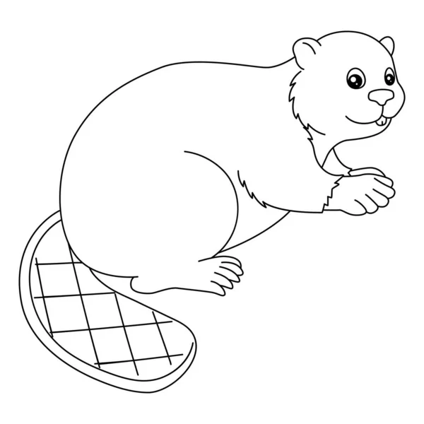 Beaver Coloring Page Isolated for Kids — Stock Vector