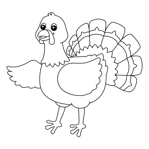 Turkey Coloring Page Isolated for Kids — стоковый вектор