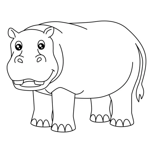 Hippo Coloring Page Απομονωμένη για παιδιά — Διανυσματικό Αρχείο