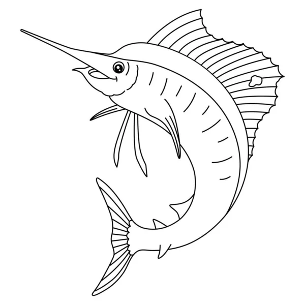 Sailfish Coloring Page Isolated for Kids — ストックベクタ