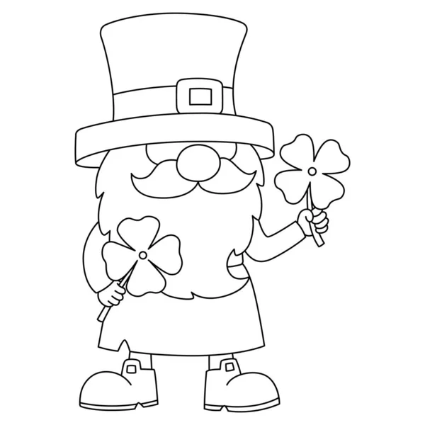 St. Patricks Day Gnome omalovánky stránka pro děti — Stockový vektor