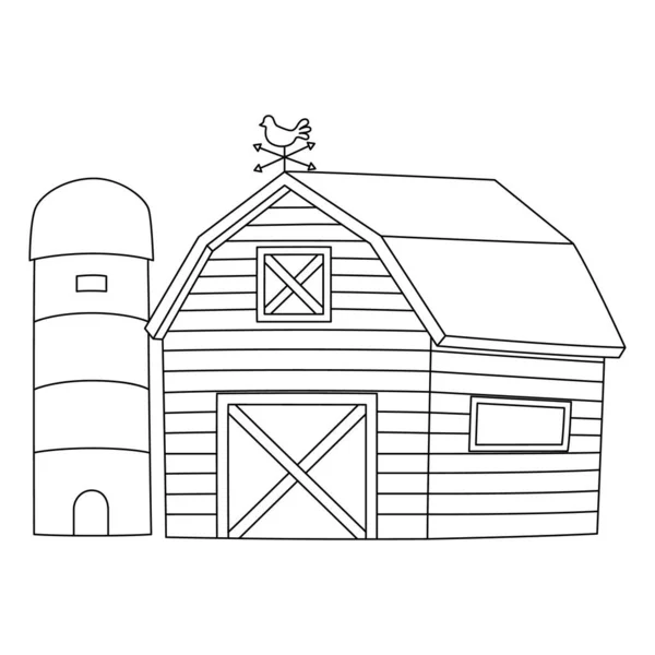 Farmhouse Coloring Page Isolated for Kids — ストックベクタ