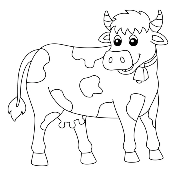 Cow Coloring Page Isolated for Kids — Stockvektor