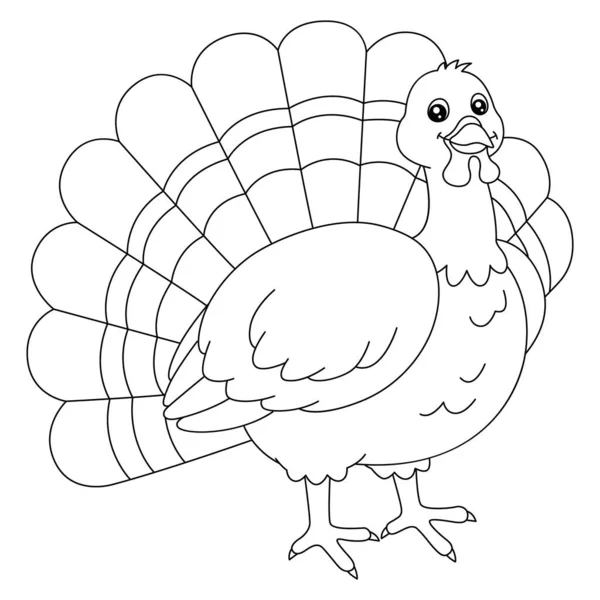 Turkey Coloring Page Isolated for Kids — Vettoriale Stock