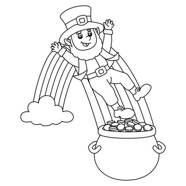 St. Patricks Day Leprechaun Colorir página para crianças — Vetor de Stock