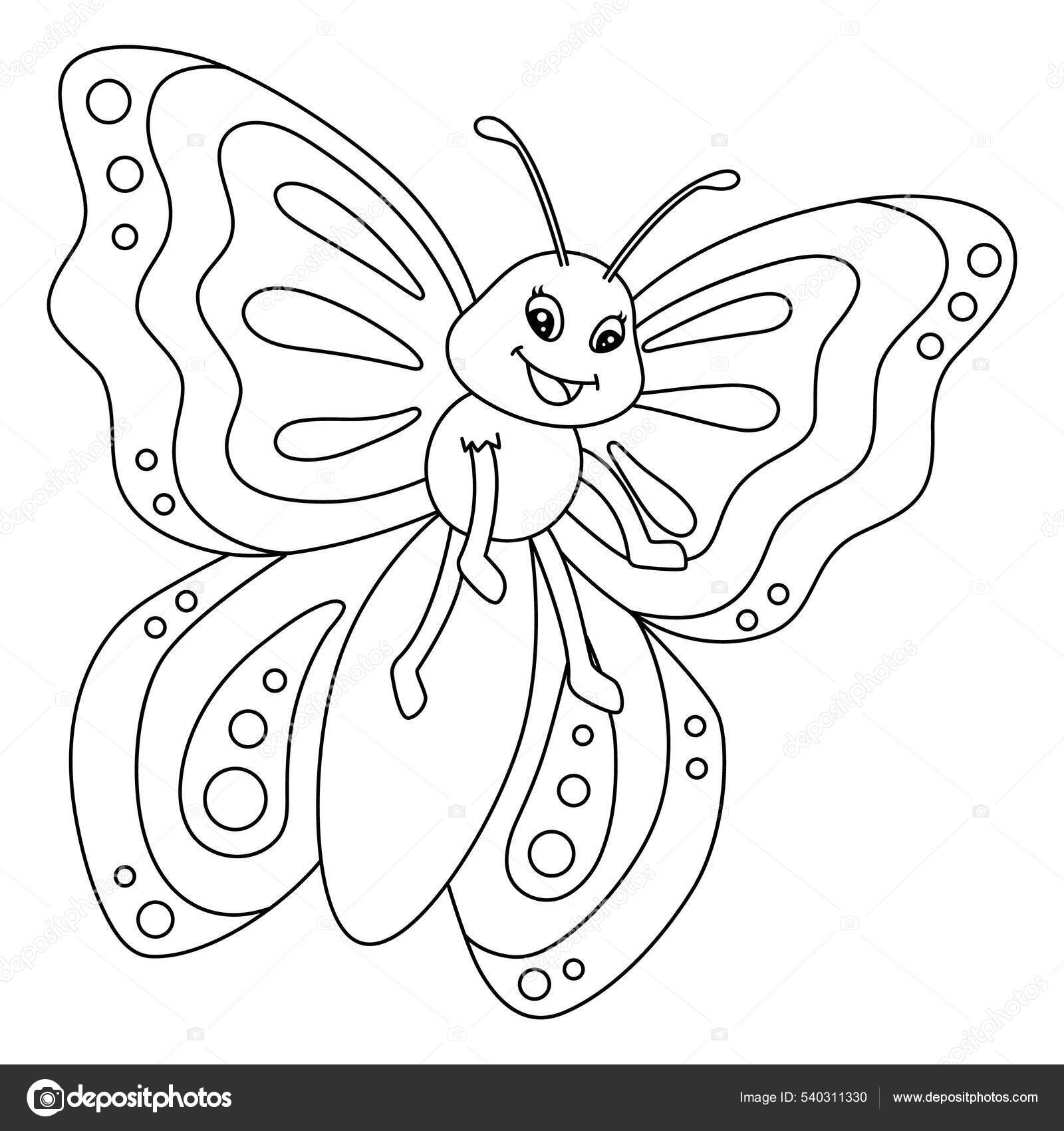 Butterfly Coloring Page Isolated for Kids Stock Vector Image by ...