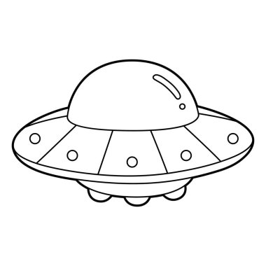 UFO Coloring Page Isolated for Kids
