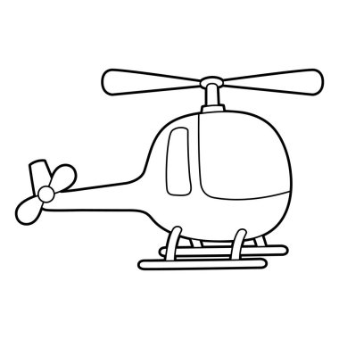 Helicopter Coloring Page Isolated for Kids