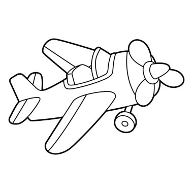 Propeller Plane Coloring Page Isolated for Kids